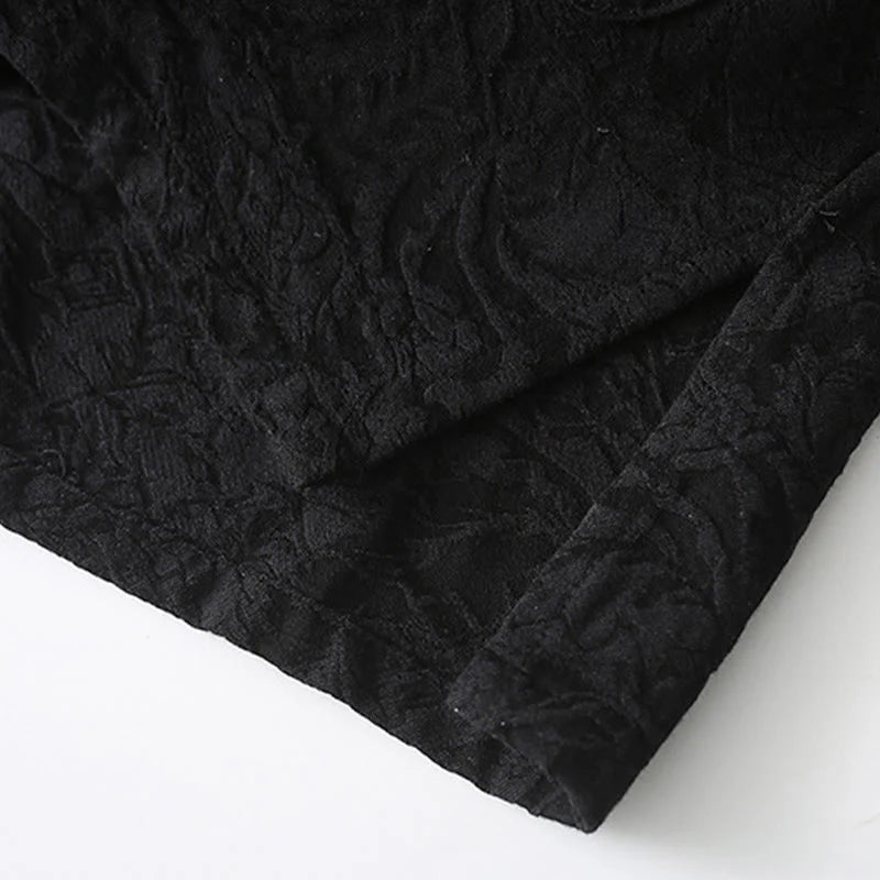 Buddha Stones Spring Jacquard Men's Frog-Button Cotton Long Sleeve Jacket With Pockets