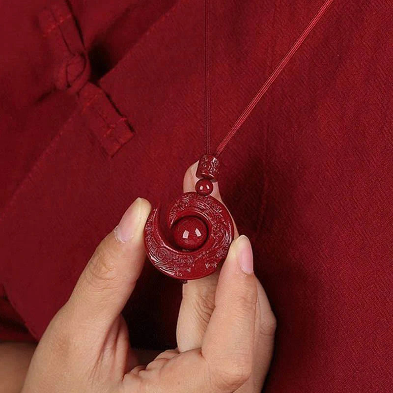 Buddha Stones One's Luck Improves Design Patern Natural Cinnabar Concentration Necklace Pendant