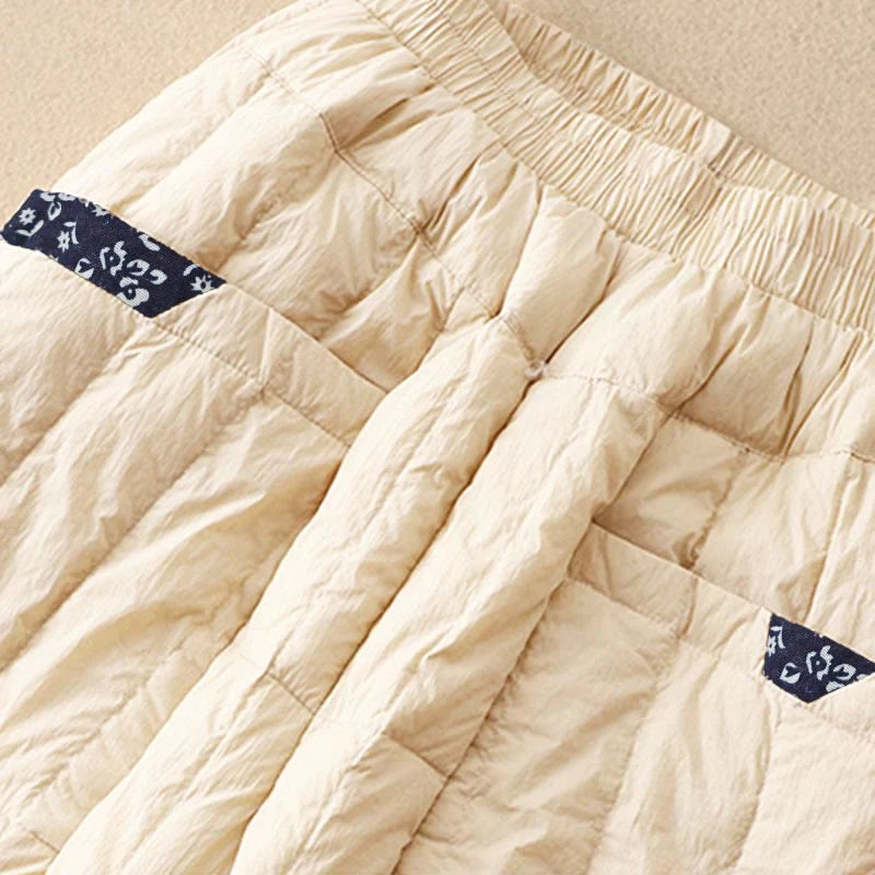 Buddha Stones Women's Winter Thermal Patchwork Pants With Pockets