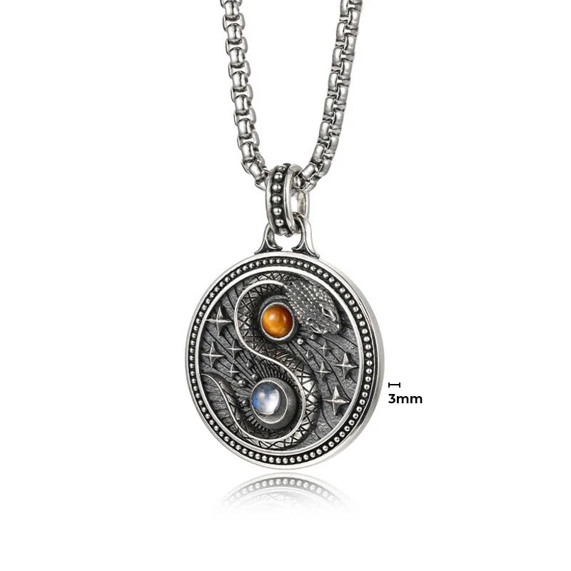 FREE Today: Harmony and Wealth Snake Yin Yang Symbol Copper Necklace Pendant
