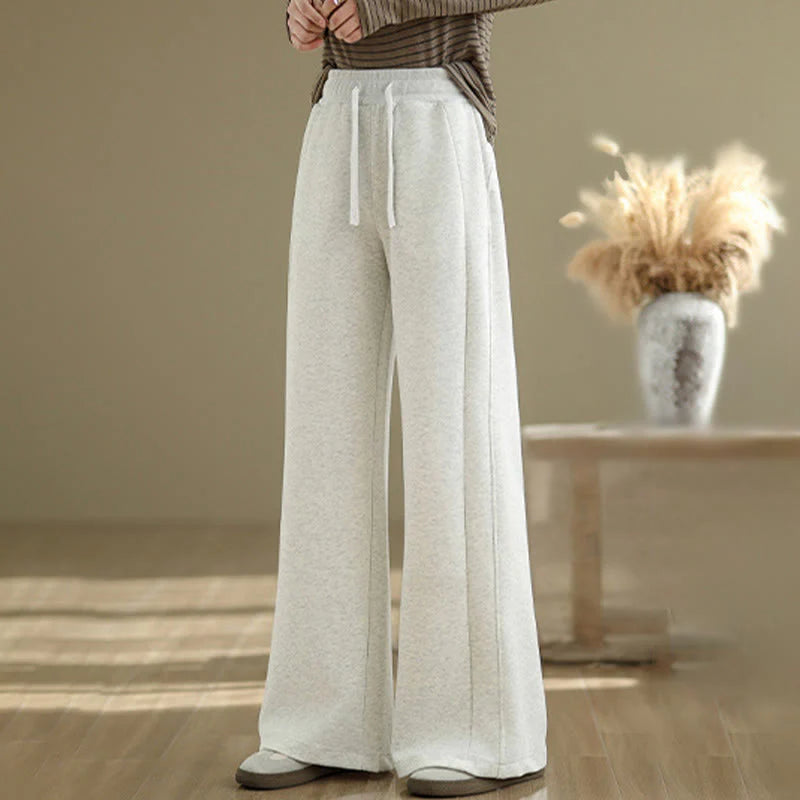 Buddha Stones Casual Plain Cotton Women's Wide Leg Pants With Pockets