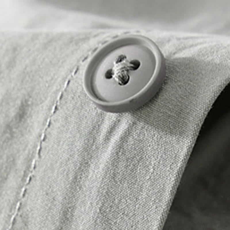 Buddha Stones Summer Buttons Square Striped Color Blocking Decorative Pocket Men's Short Sleeve Cotton Shirt