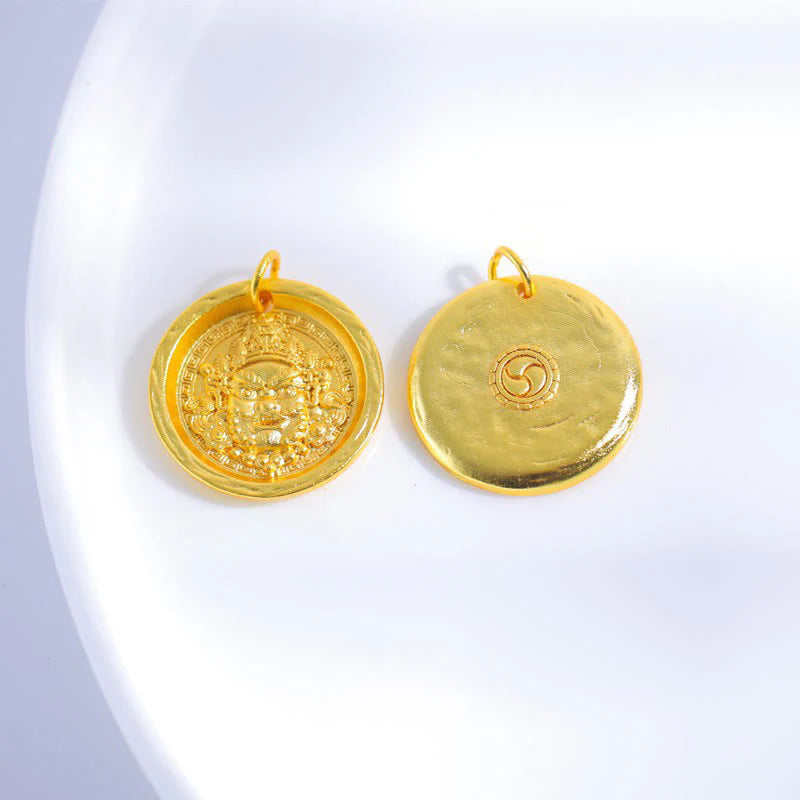 Buddha Stones 24k Gold Plated Brass Yellow Jambhala Prosperity Protection Chain Pendant Necklace