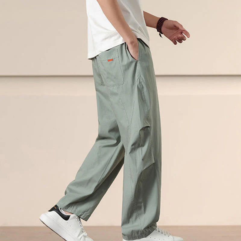 Buddha Stones Commute Spring Solid Color Drawstring Men's Harem Pants With Pockets