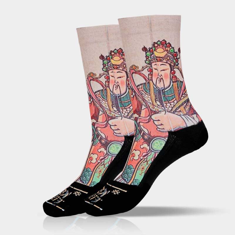 Buddha Stones Casual God Of Wealth Ruyi Handle Micro Crew Men Women Unisex Socks