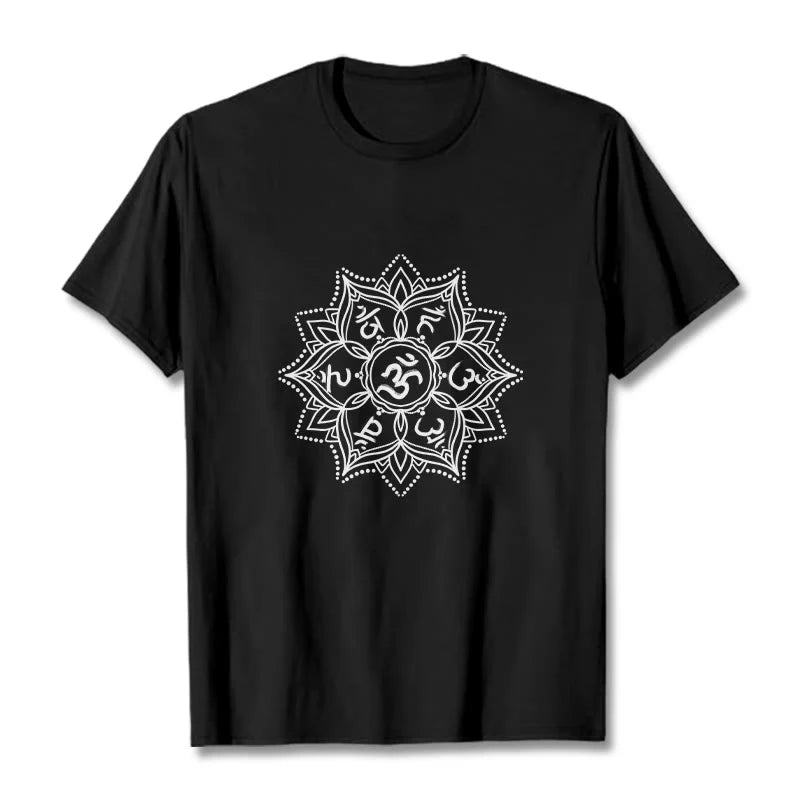 Buddha Stones Mandala Flower Om Mani Padme Hum Sanskrit Mantra Tee T-shirt