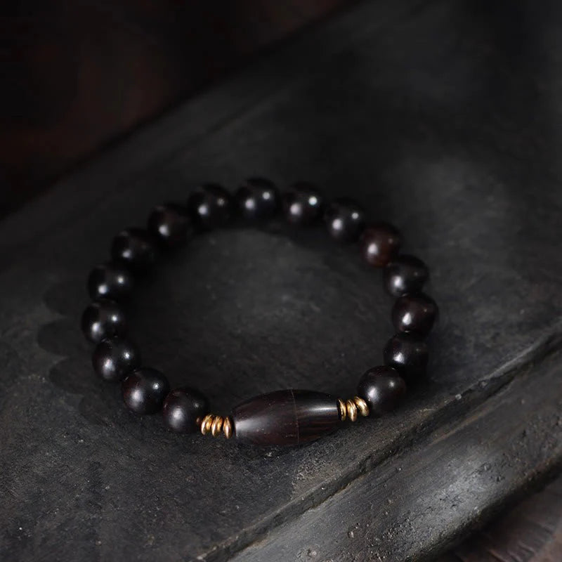 Buddha Stones Ebony Beads With Sutra Scroll Blessing Protection Bracelet