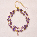 Buddha Stones Natural Amethyst Square Bead Meditation Healing Double Wrap Bracelet