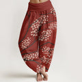 Buddha Stones Cotton Casual Plum Blossom Branch Pattern Women's Elastic Waist Harem Pants