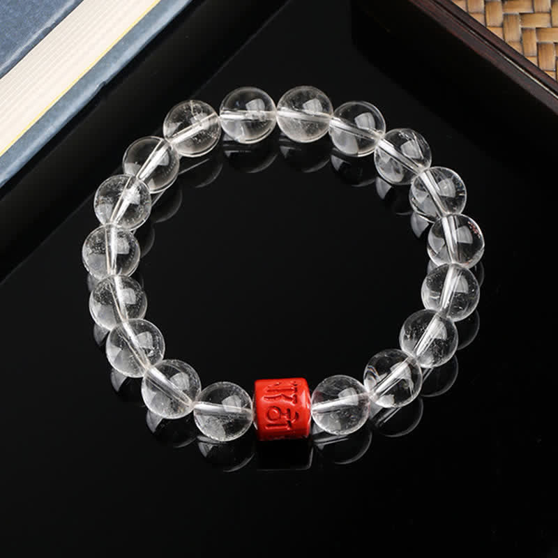 FREE Today: Meditation and Healing Natural Clear Quartz Om Mani Padme Hum Bracelet