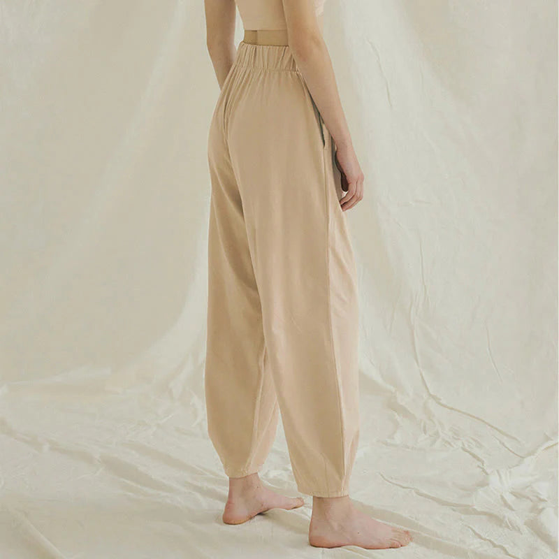 Buddha Stones Casual Plain Breathable Loose Women's Leica Harem Pants With Pockets