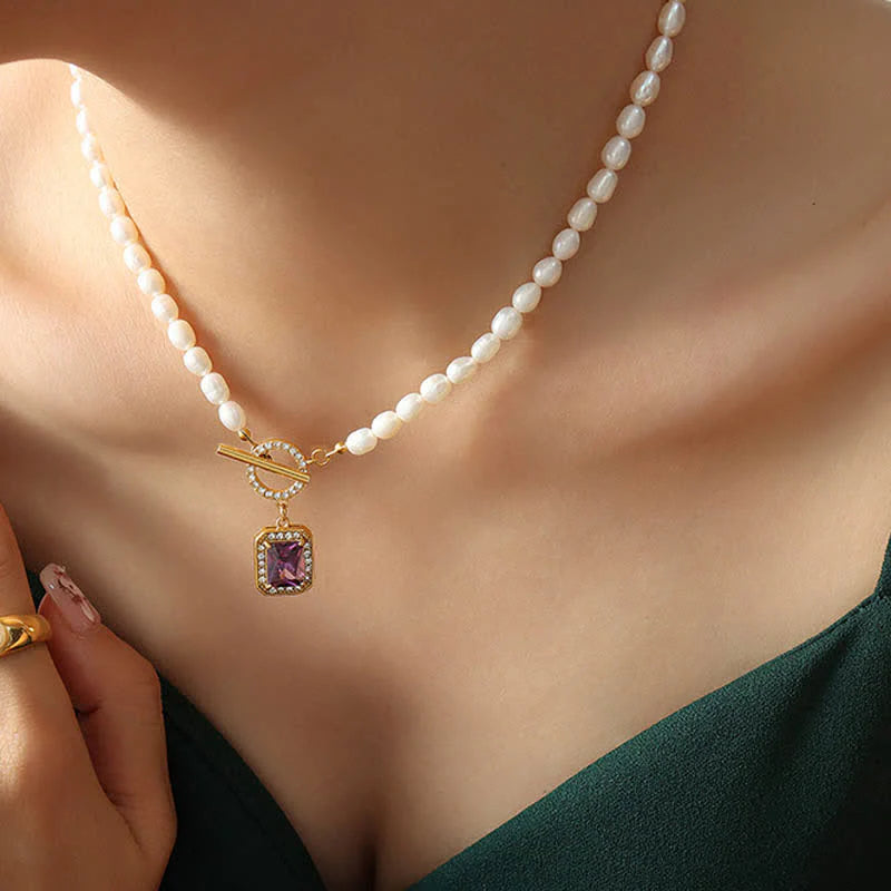 Buddha Stones Pearl Zircon Wealth Charm Necklace Pendant