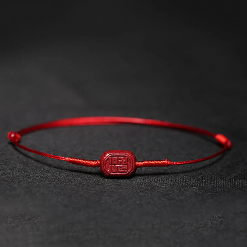 Buddha Stones Handmade Plum Blossom Four Leaf Clover PiXiu Lotus Koi Fish Cinnabar Blessing Braid Bracelet