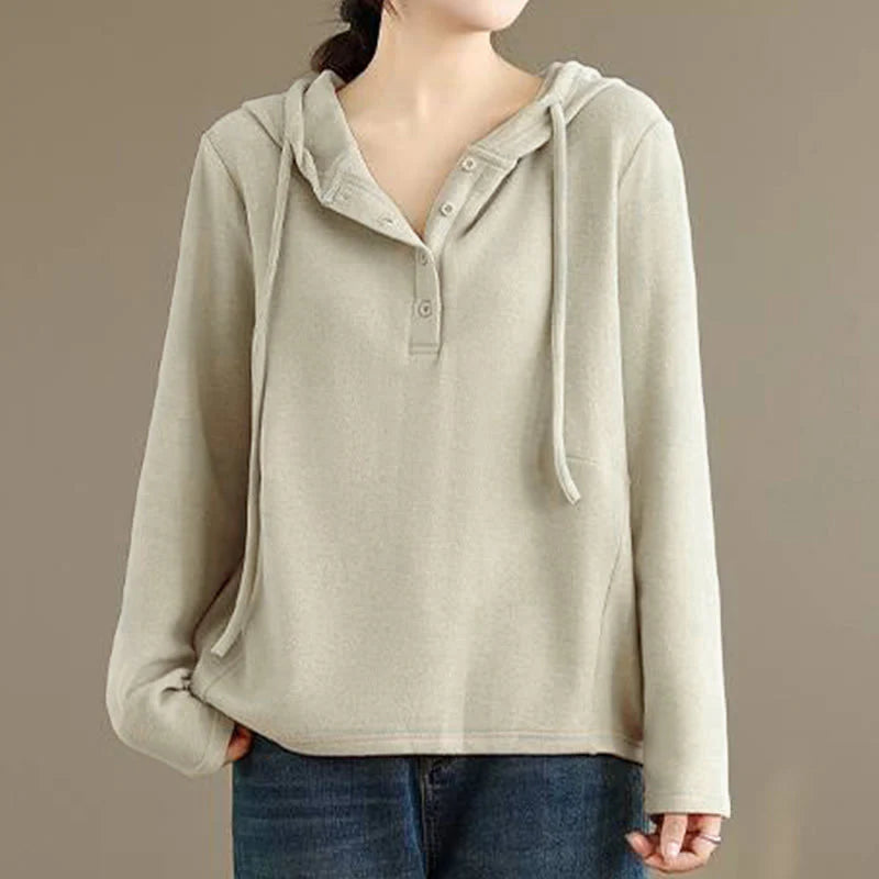 Buddha Stones Winter Solid Color Cotton Long Sleeve Women's Hoodie Has Hood