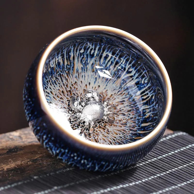 Buddha Stones Handmade Chinese Jianzhan Koi Fish Lotus Dragon Phoenix 12 Chinese Zodiac Ceramic Teacup Kung Fu Tea Cup 70ml