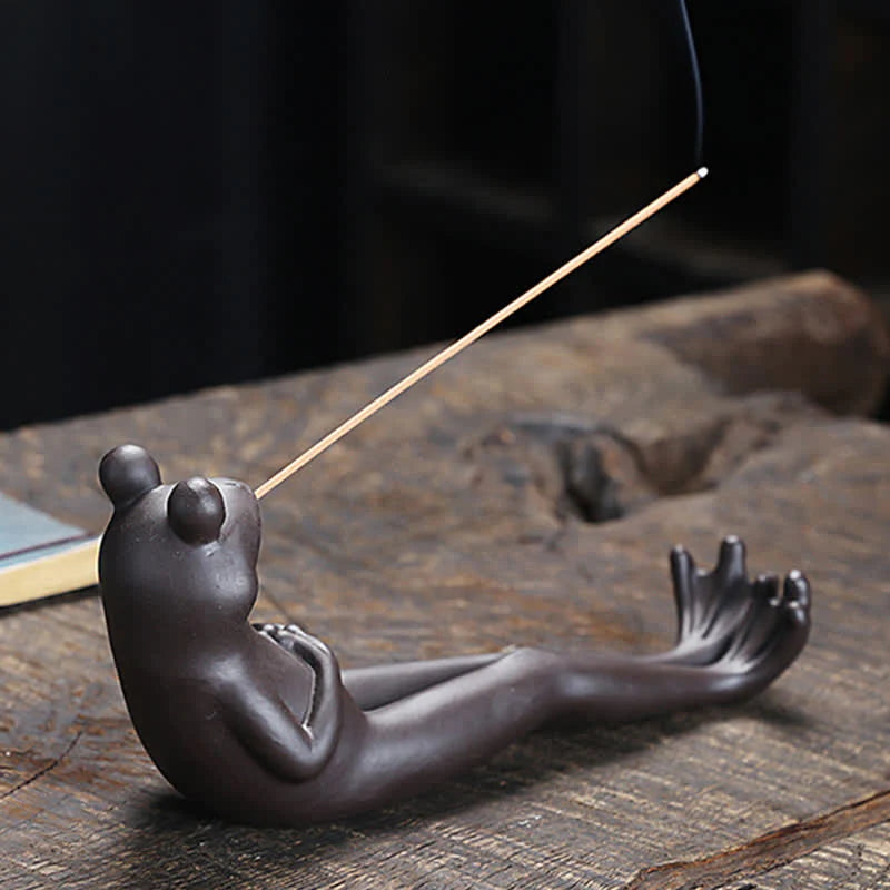 Buddha Stones Meditation Frog Ceramic Spiritual Healing Incense Burner