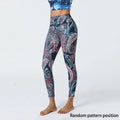 Buddha Stones Flowers Feathers Sun Moon Print Sports Fitness Yoga High Waist Leggings Women's Pants