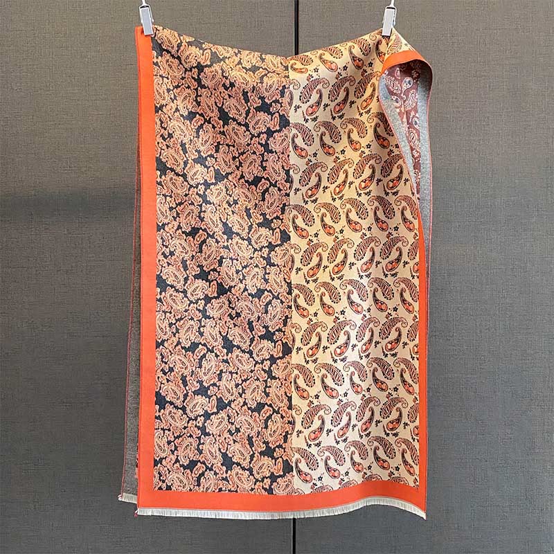 Buddha Stones Thermal Ethnic Paisley Color Contrast Patchwork Pattern Soft Scarf Shawl