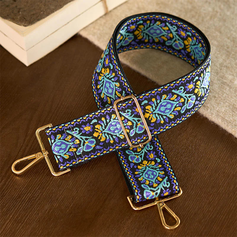 Buddha Stones Bohemian Flower Geometric Stripes Embroidery Adjustable Handbags Crossbody Shoulder Bag Purse Straps Replacement