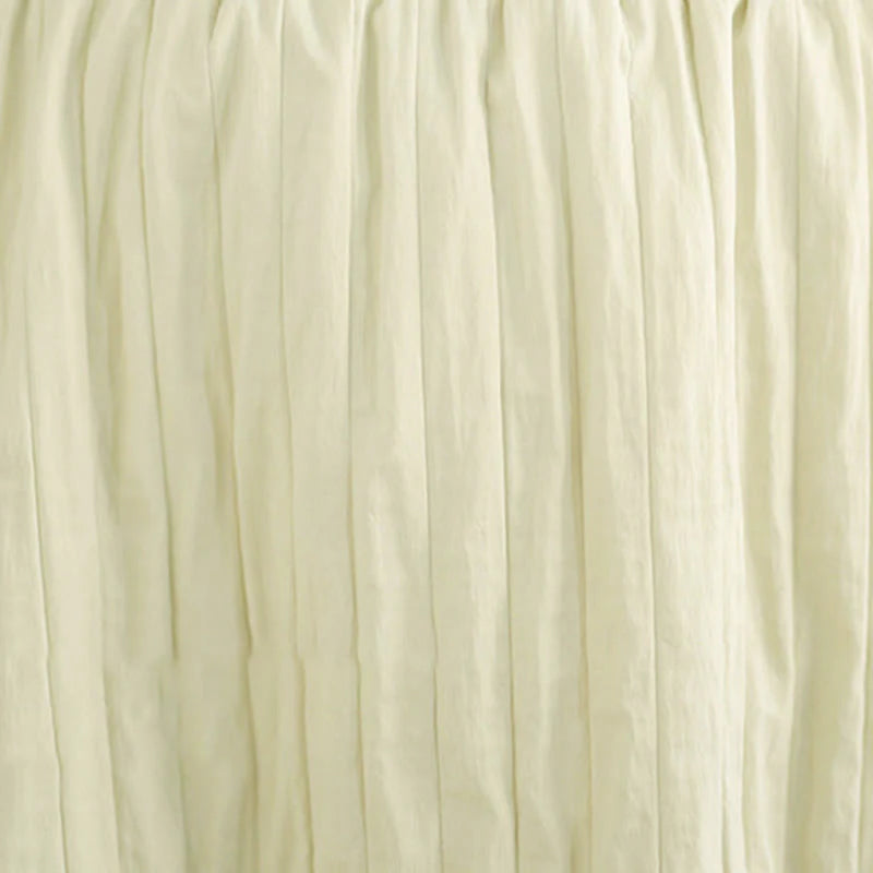 Buddha Stones Plain Pleats Design Elastic Waist Women's Thermal Skirt With Pockets