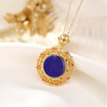 Buddha Stones 925 Sterling Silver Plated Gold Lazurite Positive Necklace Pendant