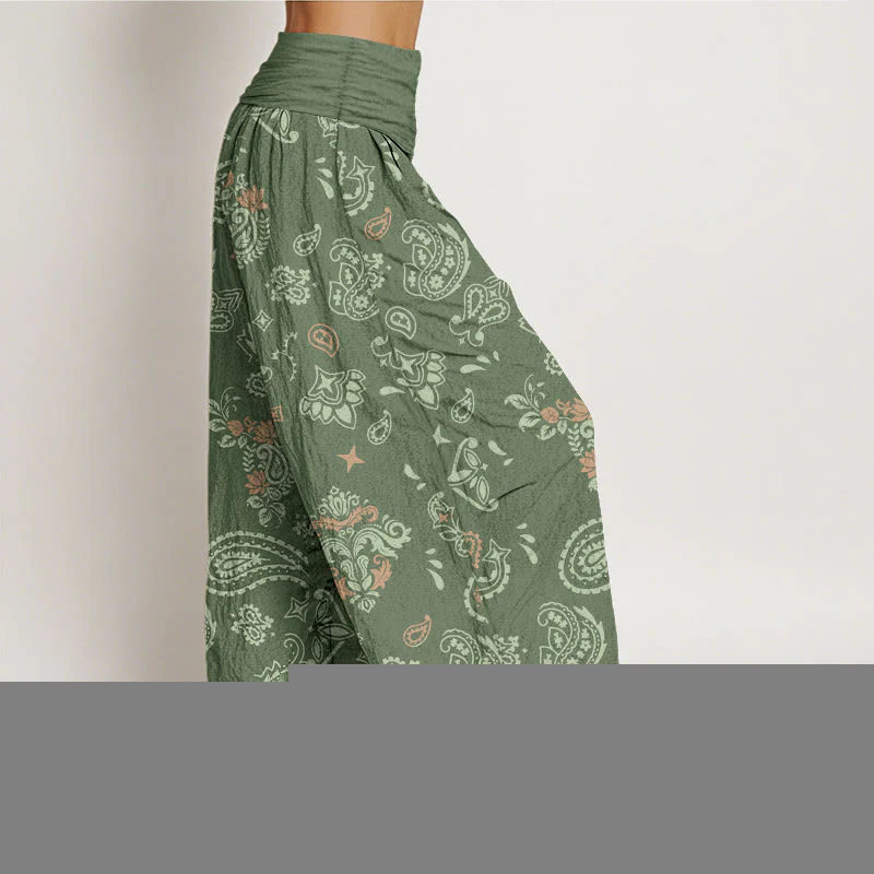 Buddha Stones Cotton Vintage Paisley Pattern Women's Elastic Waist Harem Pants
