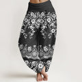 Buddha Stones Cotton Traditional Flower Vine Leaf Pattern Women's Elastic Waist Harem Pants