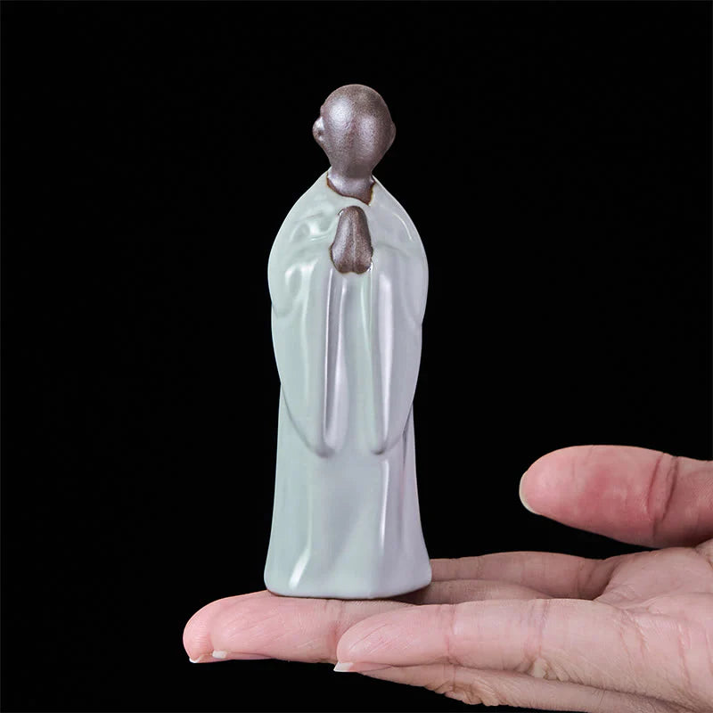 Buddha Stones Meditation Monk Ceramic Statue Serenity Home Decoration