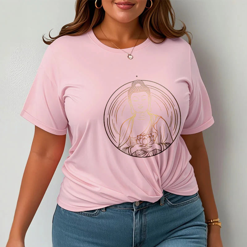 Buddha Stones Golden Buddha Holding A Lotus Flower Tee T-shirt