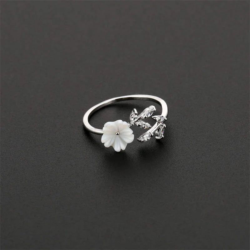 Buddha Stones Plum Blossom Leaf Pattern Copper Luck Ring