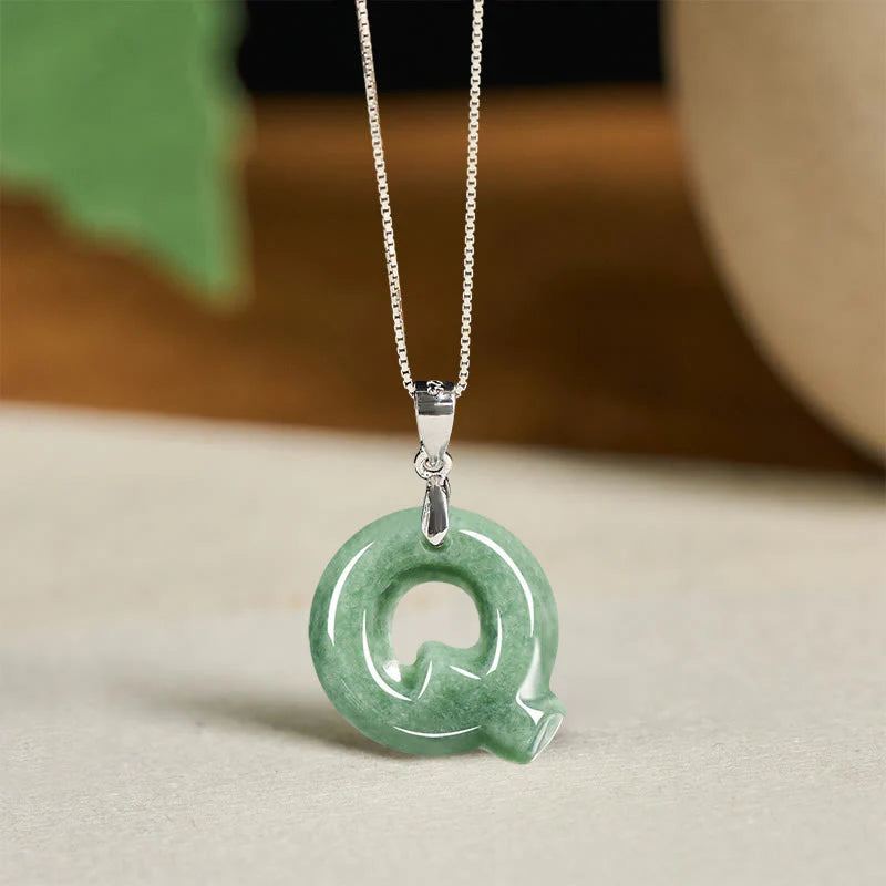 Buddha Stones May You Find Your Own Meaning Natural A-Z Letter Jade Titanium Steel Chain Necklace Includes Gift Message Card