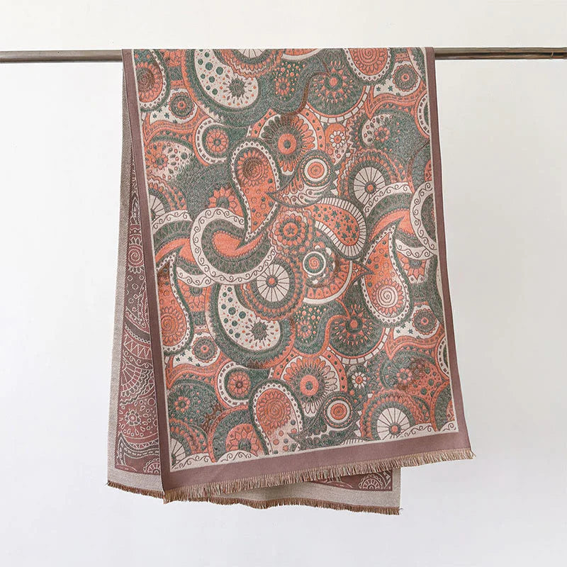 Buddha Stones Winter Ethnic Style Paisley Geometry Pattern Tassels Soft Scarf Shawl