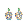 Buddha Stones Natural White Peacock Green Agate Fortune Earrings