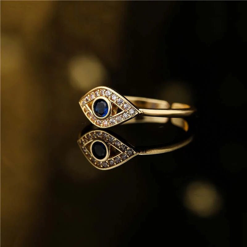 Buddha Stones Evil Eye Protection Blessing Copper Ring