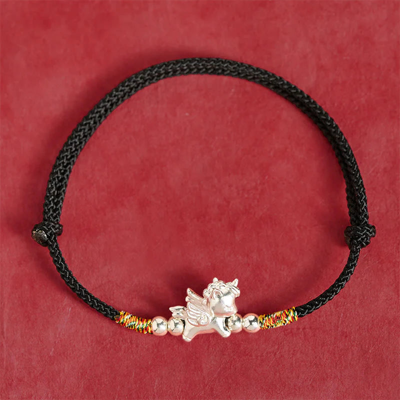 Buddha Stones 925 Sterling Silver Year Of The Horse Prosperity String Bracelet