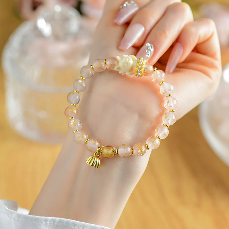 Buddha Stones Tibetan Incense Ash Liuli Glass Bead Lucky Nine Tailed Fox Lotus Charm Bracelet
