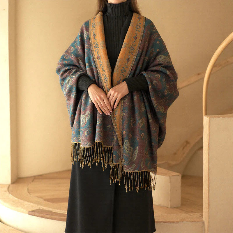 Buddha Stones Spring Floral Paisley Pattern Scarf Shawl With Tassels