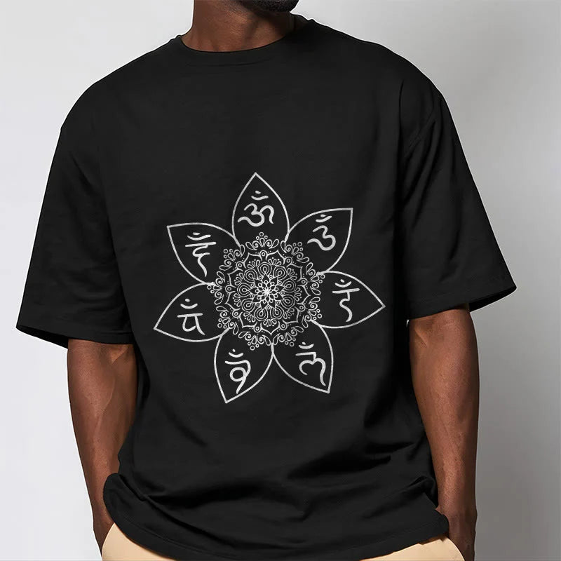 Buddha Stones Mandala Om Mani Padme Hum Pattern Tee T-shirt