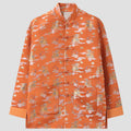 Buddha Stones Orange Kirin Auspicious Clouds Frog-Button Long Sleeve Men's Jacket With Pockets