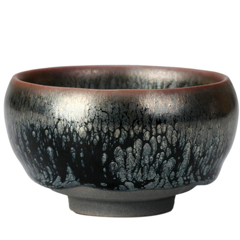 Buddha Stones 24K Gold Inlaid Sunflower Chinese Jianzhan Glaze Kiln Change Ceramic Teacup Tenmoku Kung Fu Tea Cup (Extra 35% Off | USE CODE: FS35)