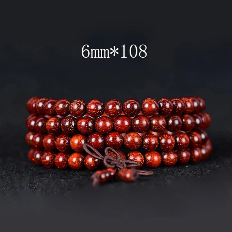 Buddha Stones Tibetan Small Leaf Red Sandalwood Balance Bracelet