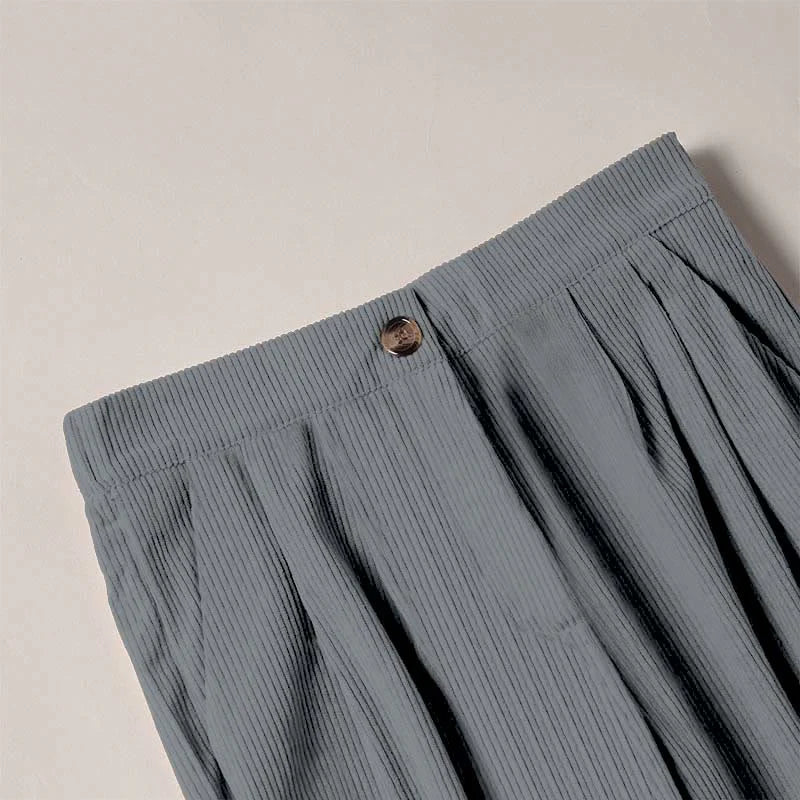Buddha Stones Casual Corduroy Straight-leg Women's Pants With Pockets