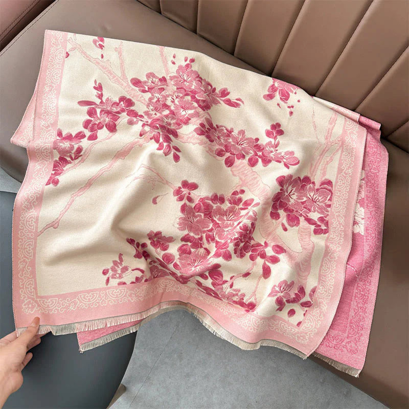 Buddha Stones Fall Peach Blossoms Branches Pattern Soft Scarf Shawl