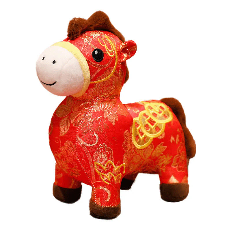 Buddha Stones Year of the Horse Copper Coins Plush Doll Home Decoration