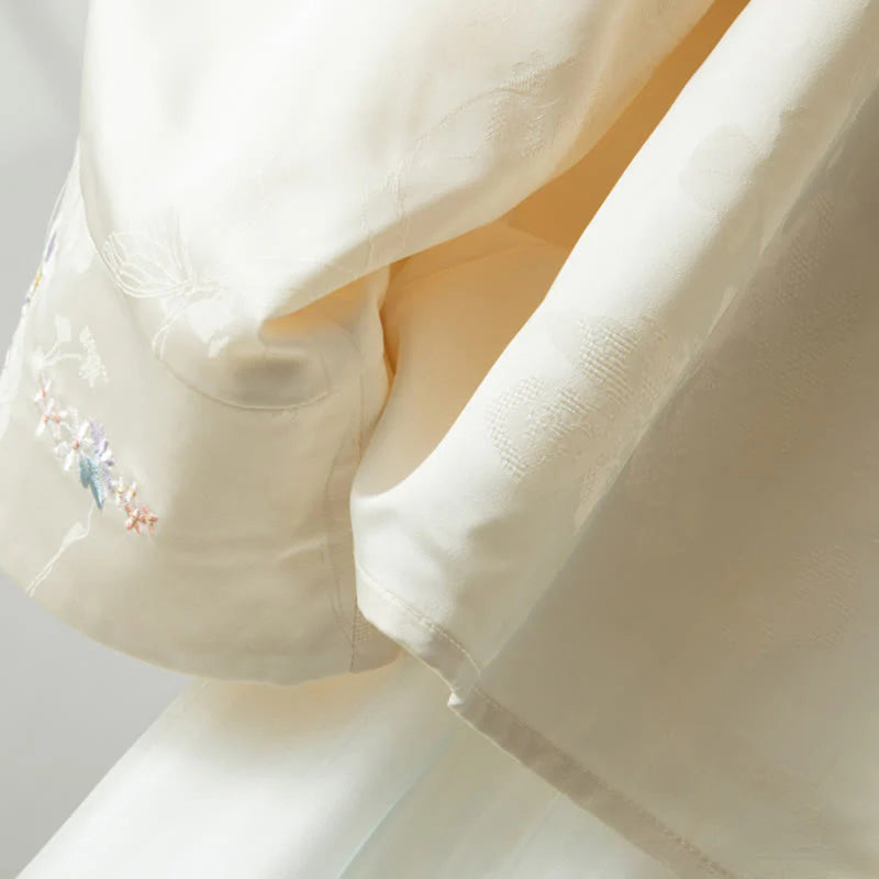 Buddha Stones Fall Flower Embroidery Frog-Button Design Long Sleeve Women's Jacket