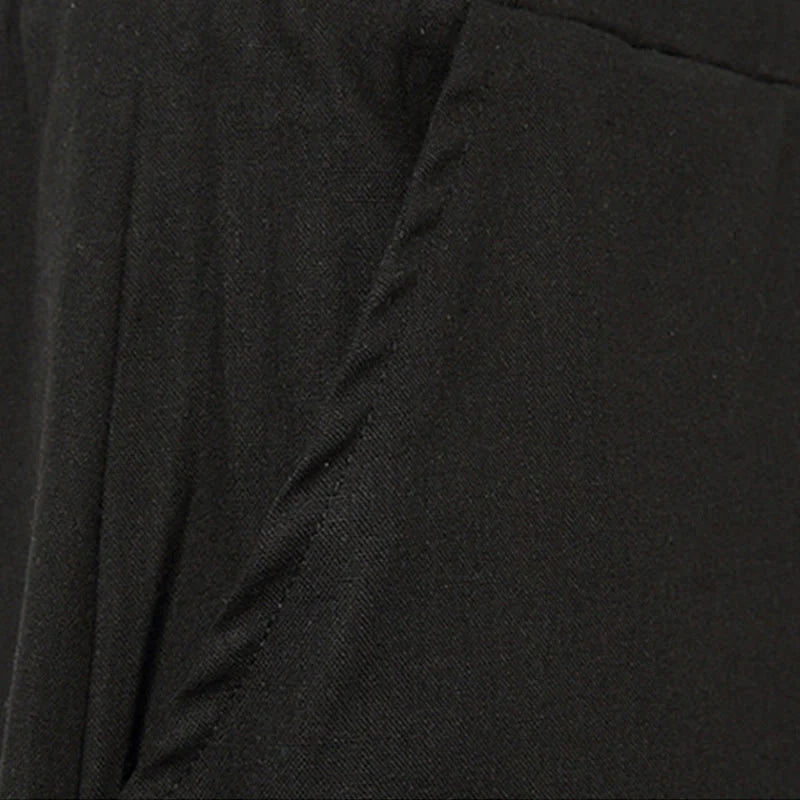 Buddha Stones Spring Plain Simple Patchwork Design Drawstring Cotton Linen Men's 7-8 Length Wide Leg Pants With Pockets