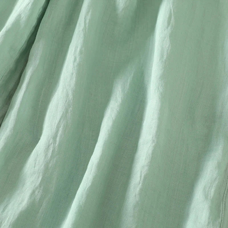 Buddha Stones Casual Plain Lined Ribbon Elastic Women's Polyester Wide Leg Pants With Pockets