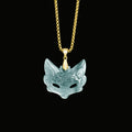Buddha Stones Fox Mask Jade Titanium Steel Necklace Luck Pendant