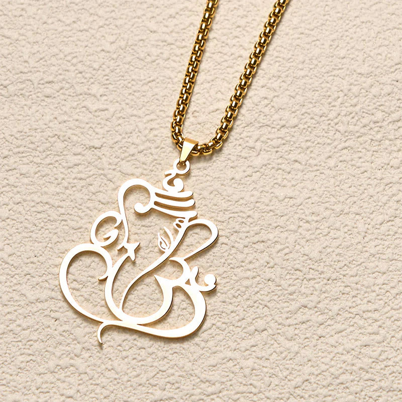 Buddha Stones Ganesh Elephant Stainless Steel Protection Necklace Pendant