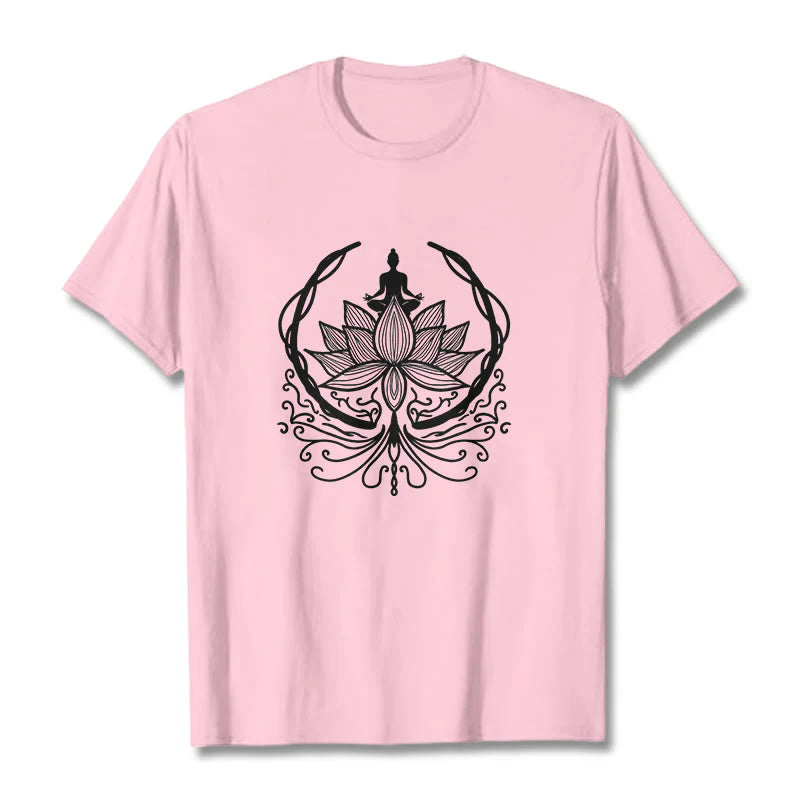 Buddha Stones Meditation Buddha Seated Inside A Lotus Flower Tee T-shirt
